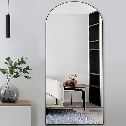 Black Wood Frame Full Length Arched Mirror-0