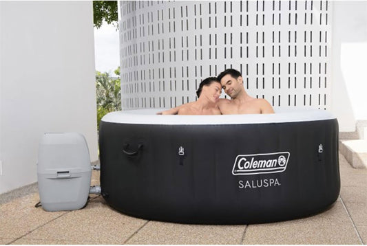 Black 4 Person Inflatable Hot Tub 60 Jets-0