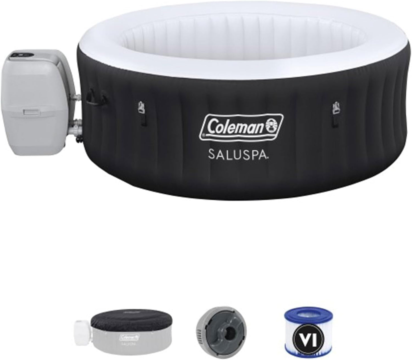 Black 4 Person Inflatable Hot Tub 60 Jets-1