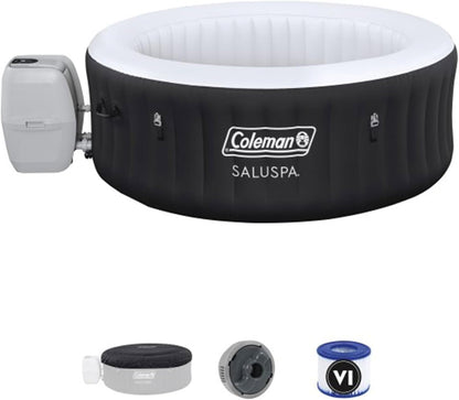 Black 4 Person Inflatable Hot Tub 60 Jets-1
