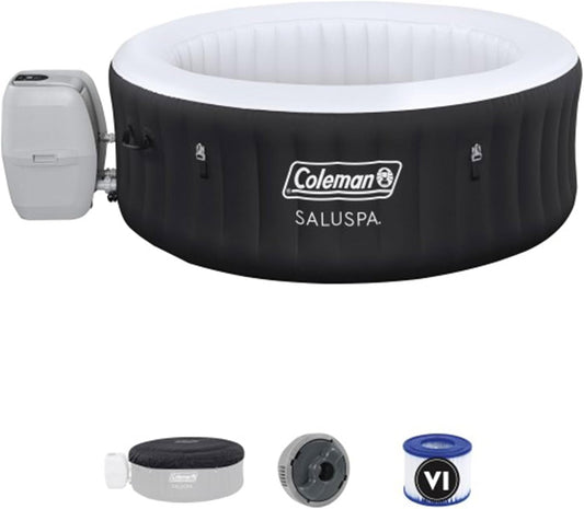 Black 4 Person Inflatable Hot Tub 60 Jets-1