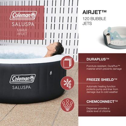 Black 4 Person Inflatable Hot Tub 60 Jets-2