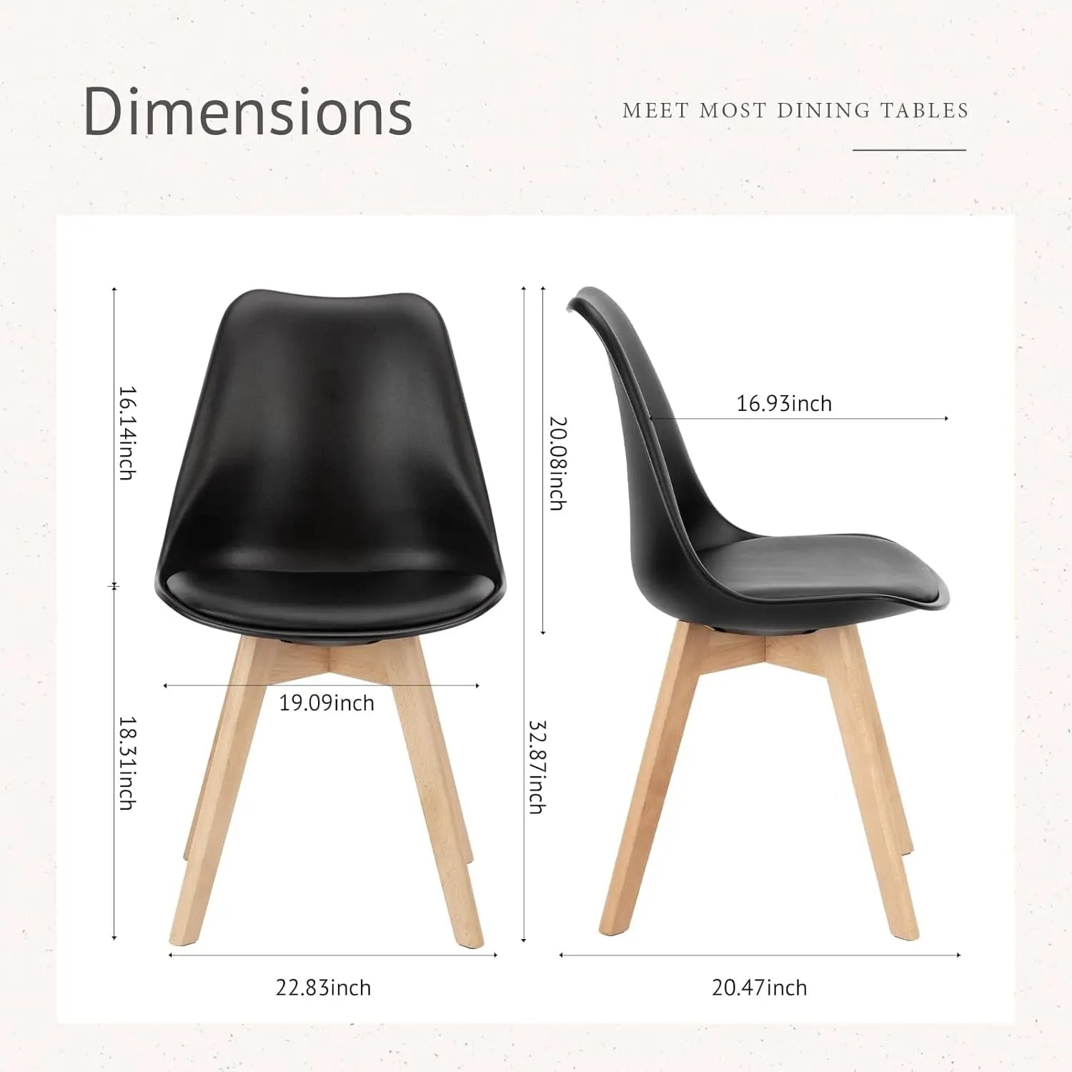 Dining Chairs, Dining Chairs Set of 4, Dining Room Chairs, Kitchen Chairs, Mid Century Modern Chairs, PU Leather Upholstered Chairs with Wood Legs, Kitchen & Dining Room Chairs, Black-2