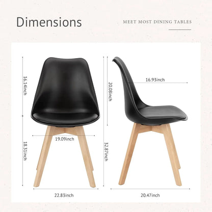 Dining Chairs, Dining Chairs Set of 4, Dining Room Chairs, Kitchen Chairs, Mid Century Modern Chairs, PU Leather Upholstered Chairs with Wood Legs, Kitchen & Dining Room Chairs, Black-2