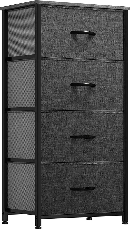 Storage Tower with 4 Drawers - Fabric Dresser, Organizer Unit for Bedroom, Living Room, Closets & Nursery - Sturdy Steel Frame, Easy Pull Fabric Bins & Wooden Top-0