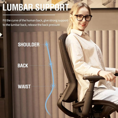 Mesh Office Chair,Ergonomic Computer Desk Chair,Sturdy Task Chair- Adjustable Lumbar Support & Armrests,Tilt Function,Comfort Wide Seat,Swivel Home Office Chair (Black)-3