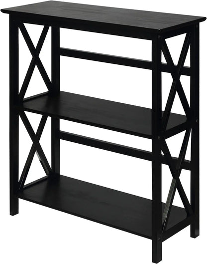 Montego 3-Shelf Bookcase, Black (New)-0