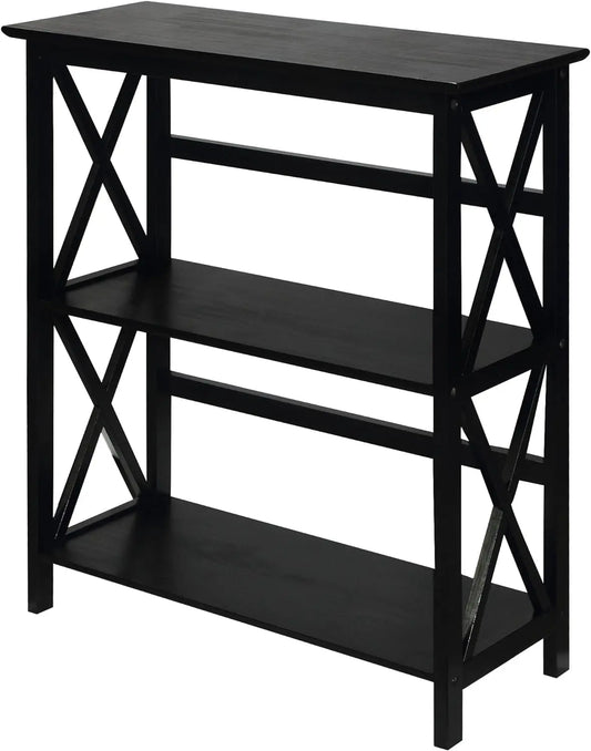 Montego 3-Shelf Bookcase, Black (New)-0