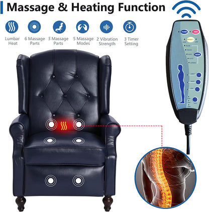 Wingback Recliner Chair with Massage and Heat (PU Leather)-3