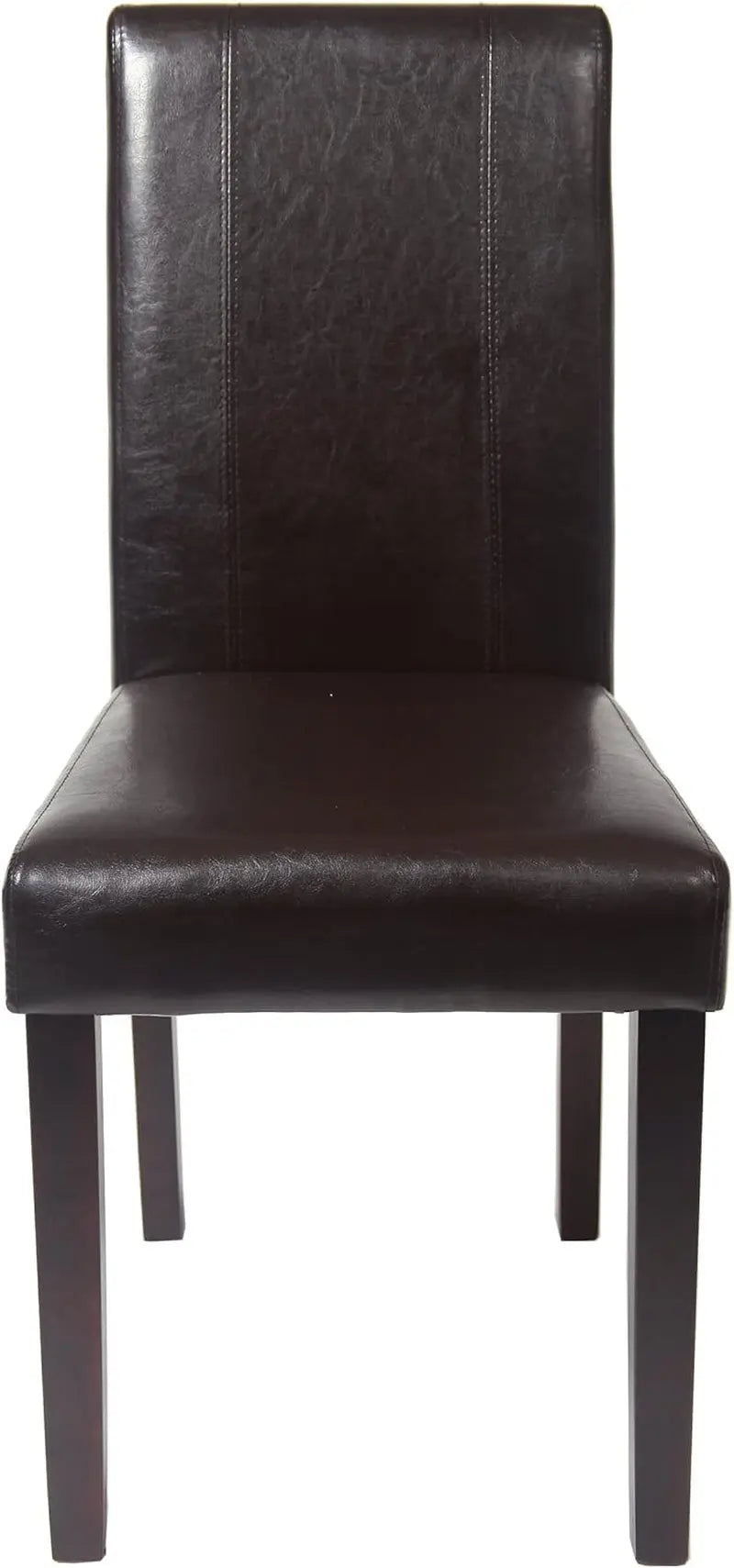 C020BR Urban Style Solid Wood Leatherette Padded Parson Chair, Brown, Set of 2-3