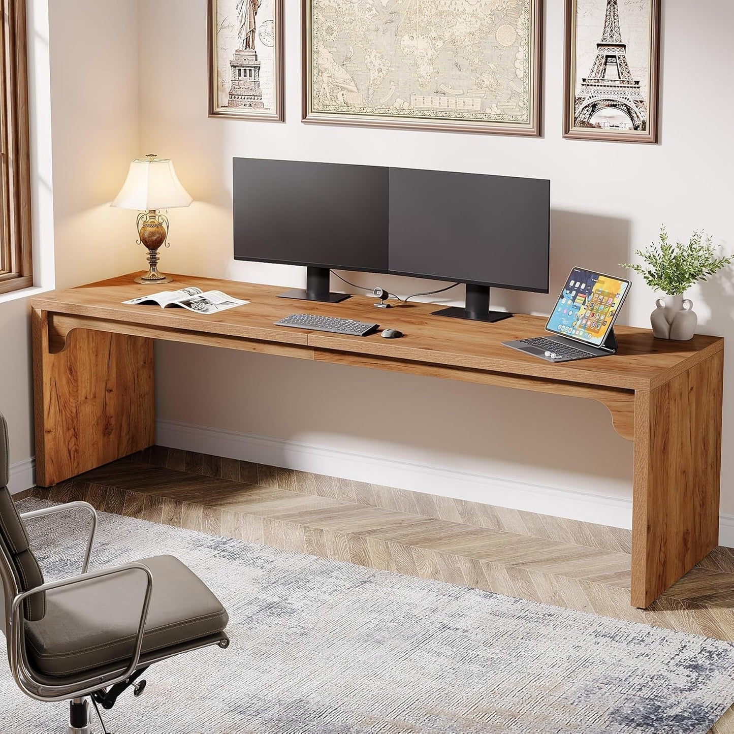 Extra Long Wooden Computer Desk for Home Office-3