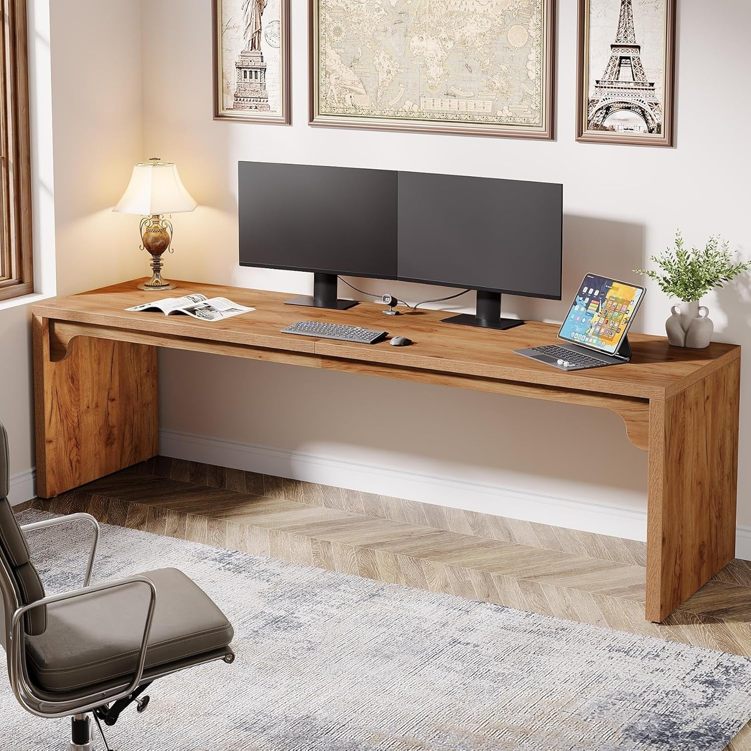 Extra Long Wooden Computer Desk for Home Office-3