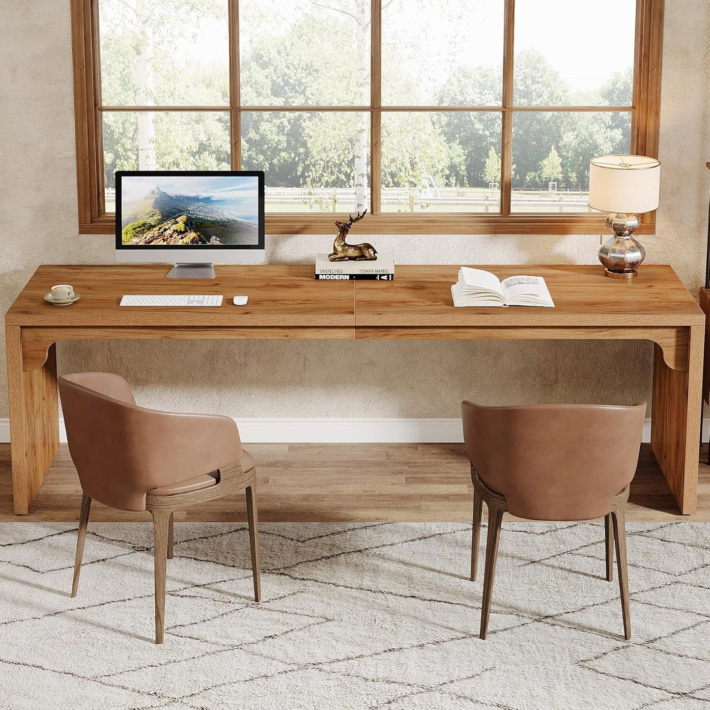 Extra Long Wooden Computer Desk for Home Office-4