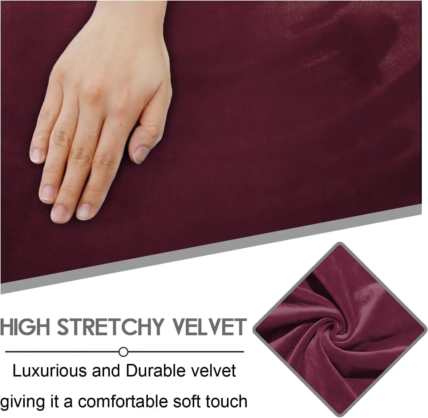 Reclining Love Seat with Middle Console Slipcover, 8-Piece Velvet Stretch Loveseat Reclining Sofa Covers, 2 Seat Loveseat Recliner Cover, Thick, Soft, Washable, Loveseat Slipcovers (Burgundy - Wine)-4