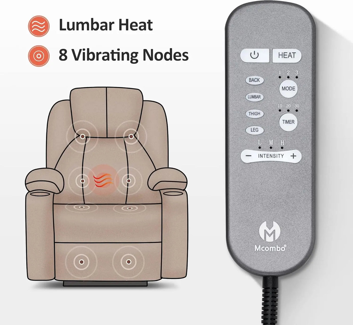 Large Power Lift Recliner Chair Sofa with Massage and Heat for Big and Tall Elderly People, 3 Positions, Cup Holders, and USB Ports, Extended Footrest, Fabric 7516(Large,Carmine Red)-4