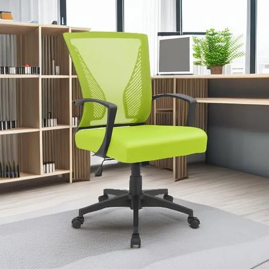 Office Chair Mid Back Swivel Lumbar Support Desk Chair, Computer Ergonomic Mesh Chair with Armrest (Cyan)-1