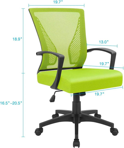Office Chair Mid Back Swivel Lumbar Support Desk Chair, Computer Ergonomic Mesh Chair with Armrest (Cyan)-2