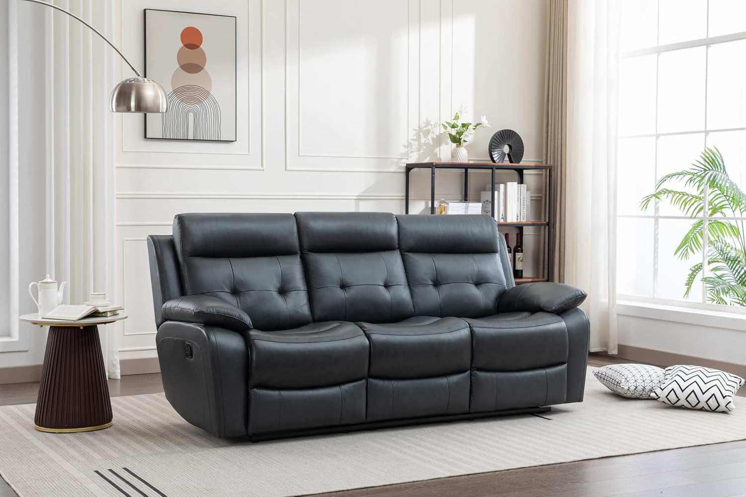 Oversized Leather Loveseat Manual Recline, Console, Cupholders-0