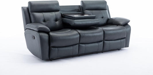 Oversized Leather Loveseat Manual Recline, Console, Cupholders-1