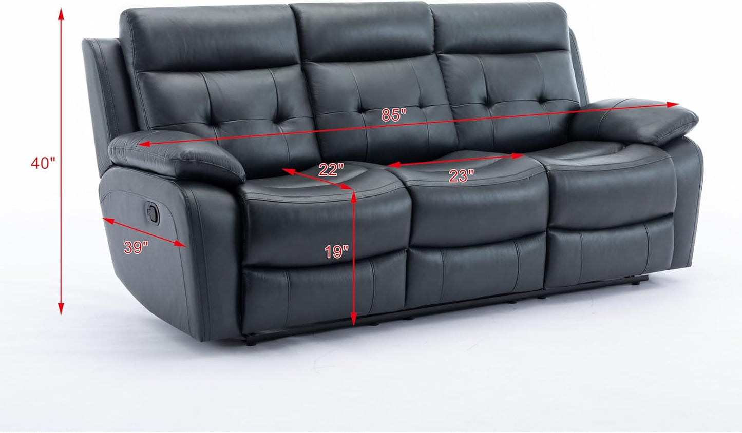 Oversized Leather Loveseat Manual Recline, Console, Cupholders-2