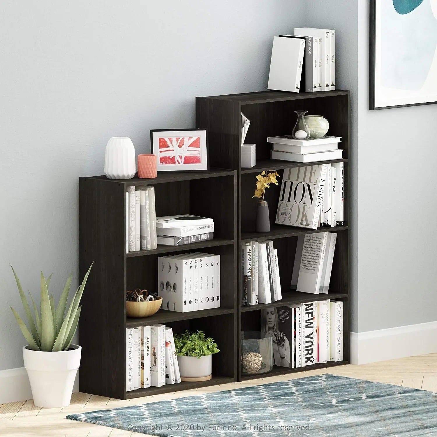 Pasir 3-Tier Open Shelf Bookcase, Dark Espresso-1
