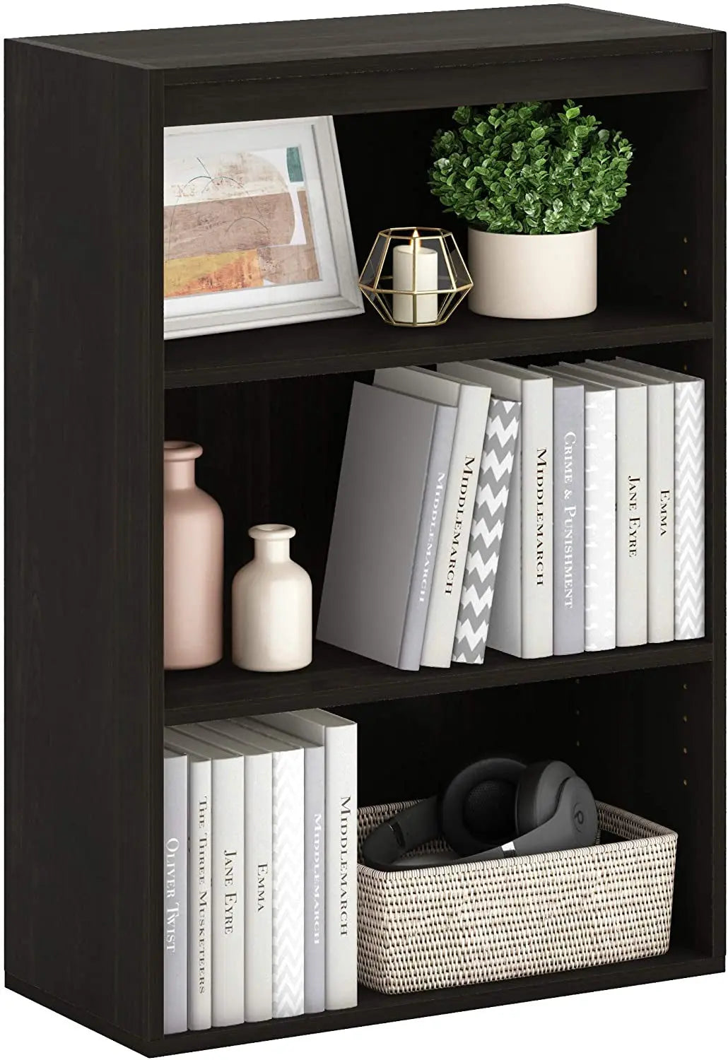 Pasir 3-Tier Open Shelf Bookcase, Dark Espresso-4