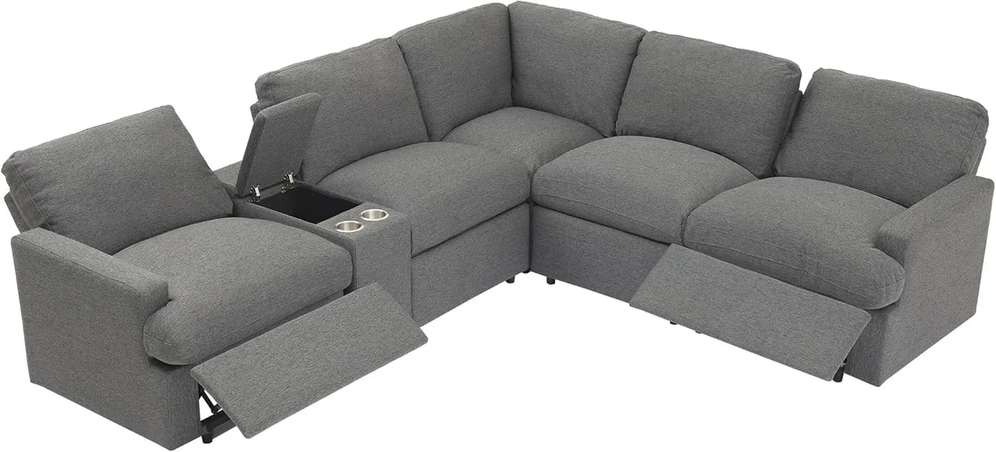 Modern Power Reclining Sectional Sofa with USB-2