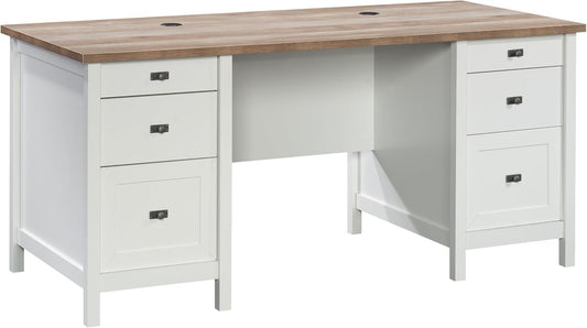 Cottage Style Executive Desk with Spacious White Surface-0