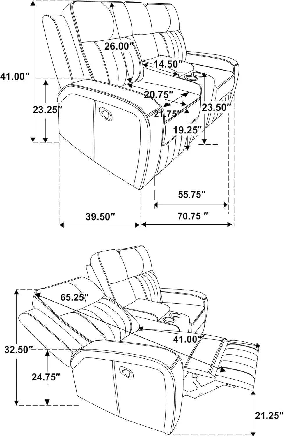 Gray Reclining Loveseat rana-2