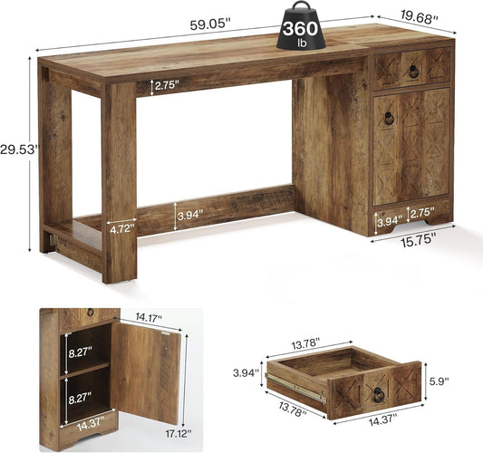 Spacious 59 Inch Computer Desk with Storage Drawer-1