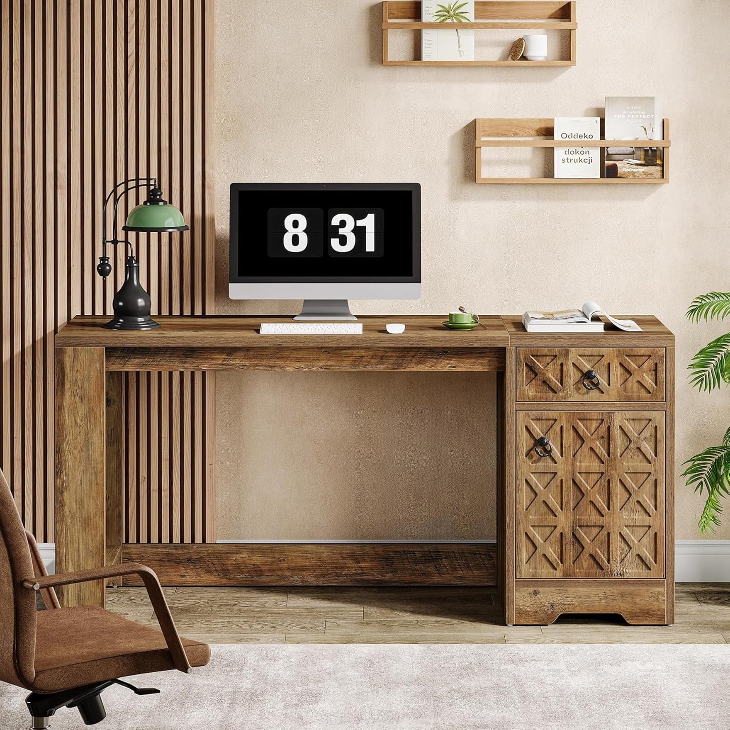 Spacious 59 Inch Computer Desk with Storage Drawer-3