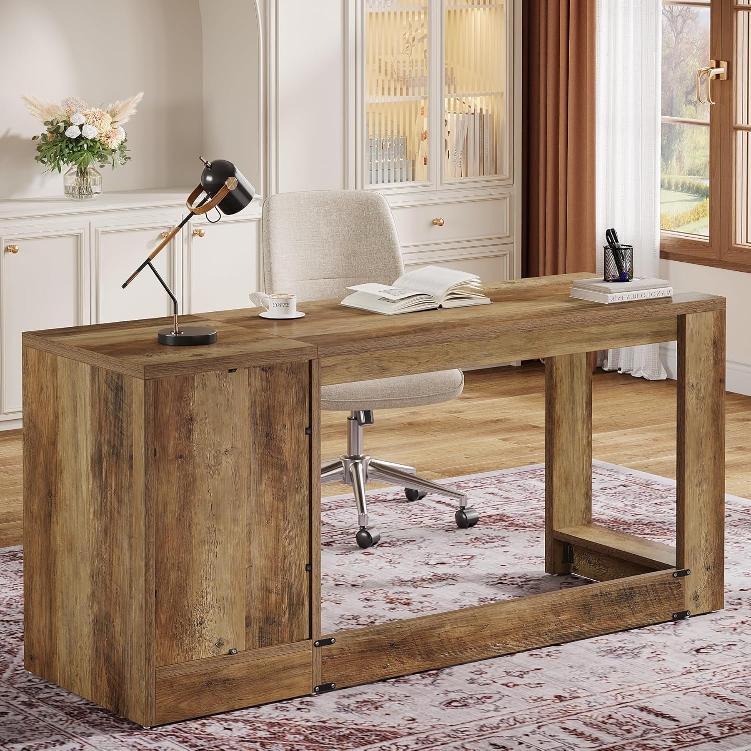 Spacious 59 Inch Computer Desk with Storage Drawer-4
