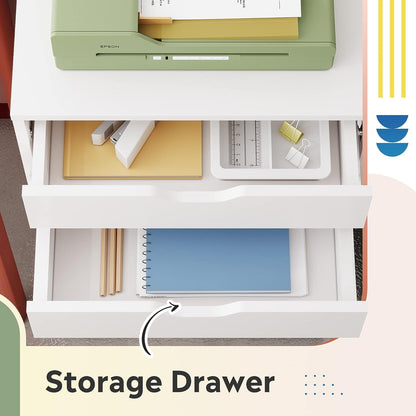 White 7-Drawer Storage Chest with Wheels-3