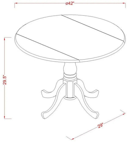 Wood Dining Room Table with round Tabletop, Black Finish-1