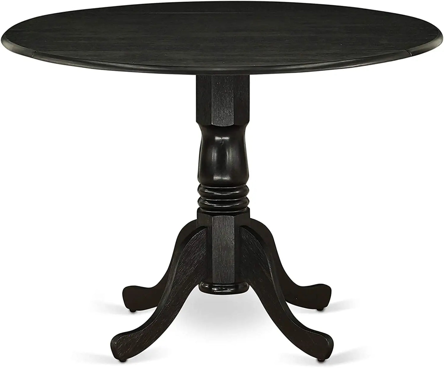 Wood Dining Room Table with round Tabletop, Black Finish-2