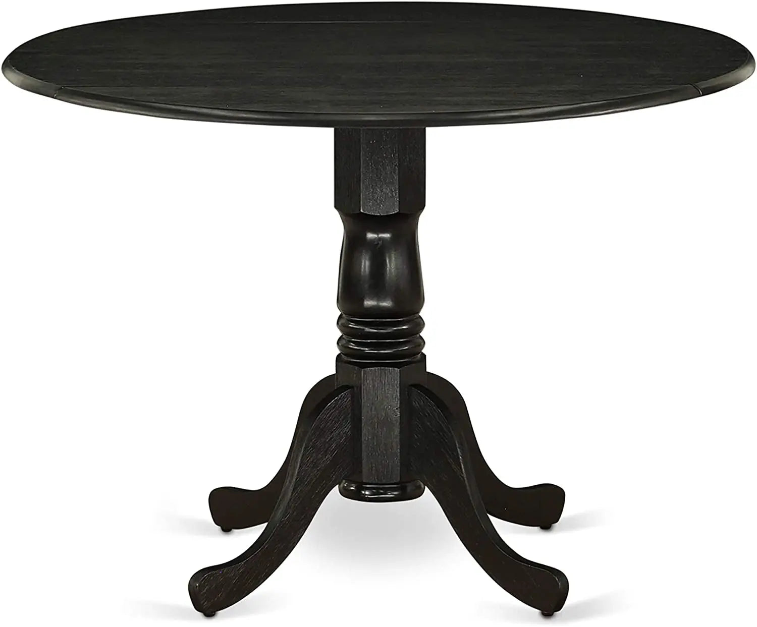 Wood Dining Room Table with round Tabletop, Black Finish-2
