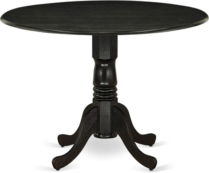 Wood Dining Room Table with round Tabletop, Black Finish-2