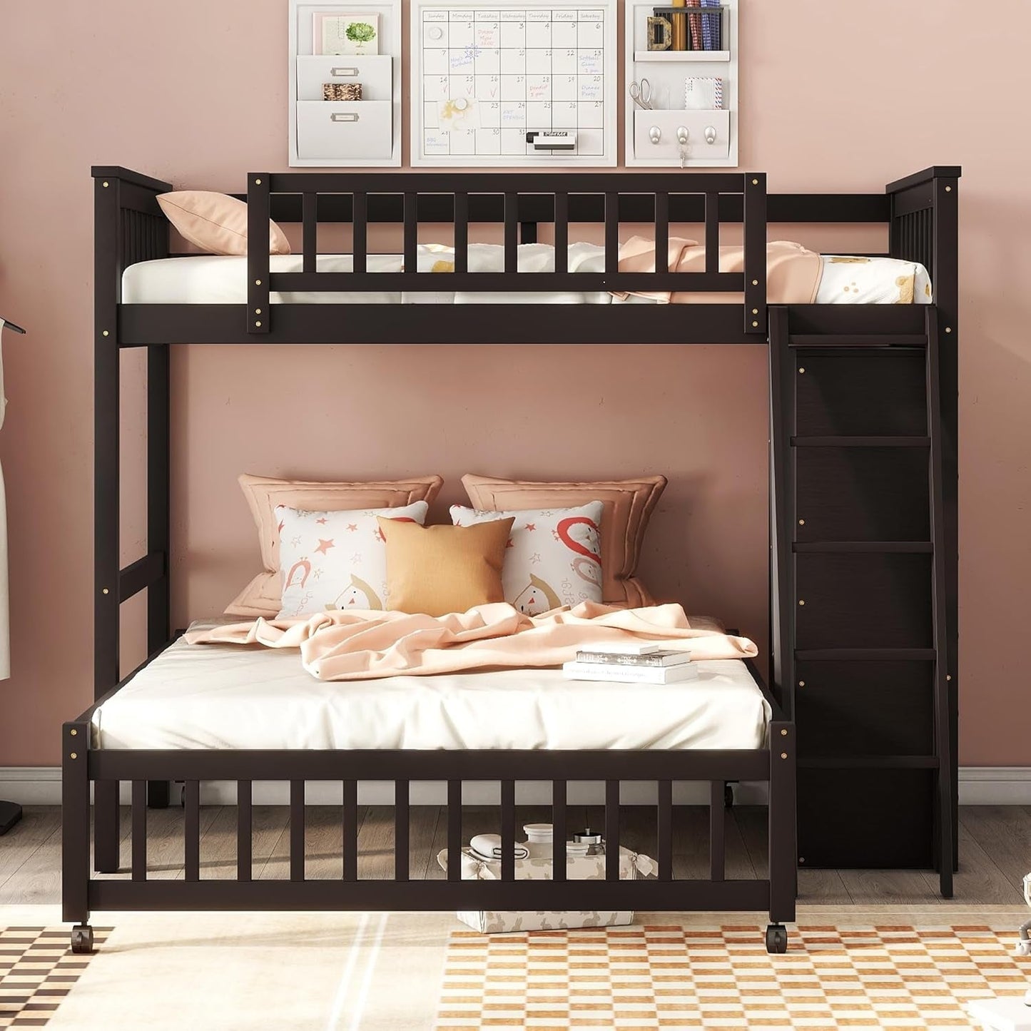 Espresso Twin/Full Bunk with 6 Drawers, Shelves-0