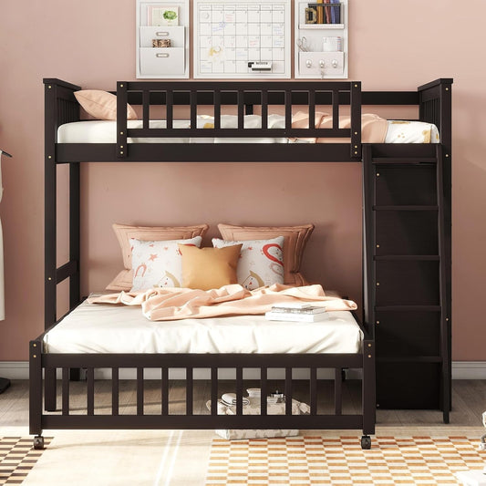 Espresso Twin/Full Bunk with 6 Drawers, Shelves-0
