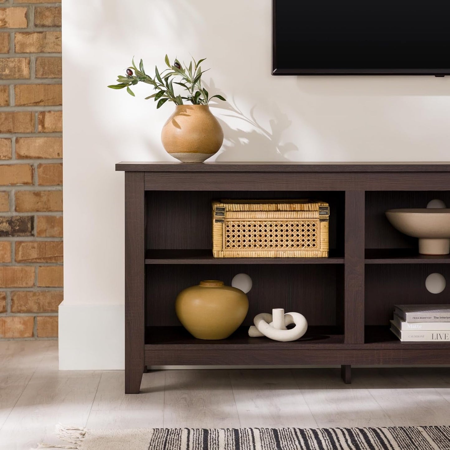 Wren Classic 6 Cubby TV Stand for Tvs up to 80 Inches, 70 Inch, Espresso-2