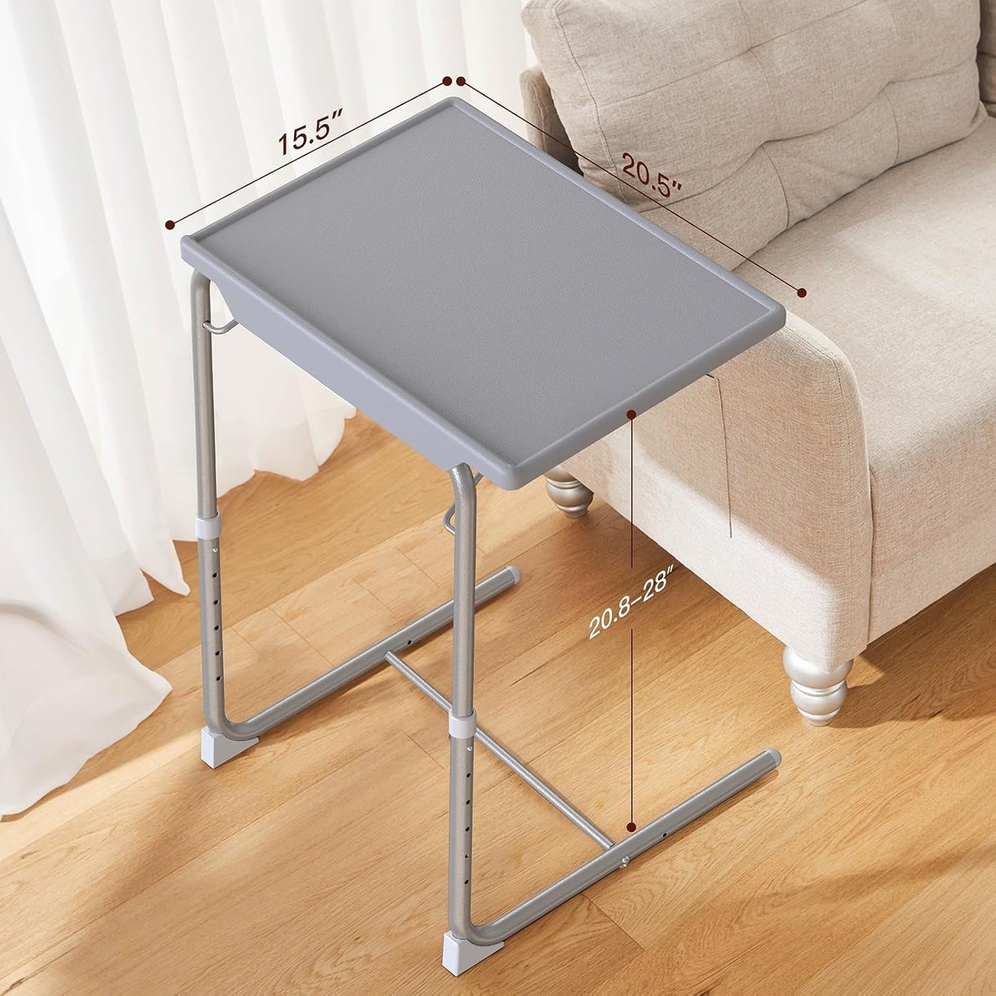 Adjustable TV Tray Table for Bed & Sofa Gray-2