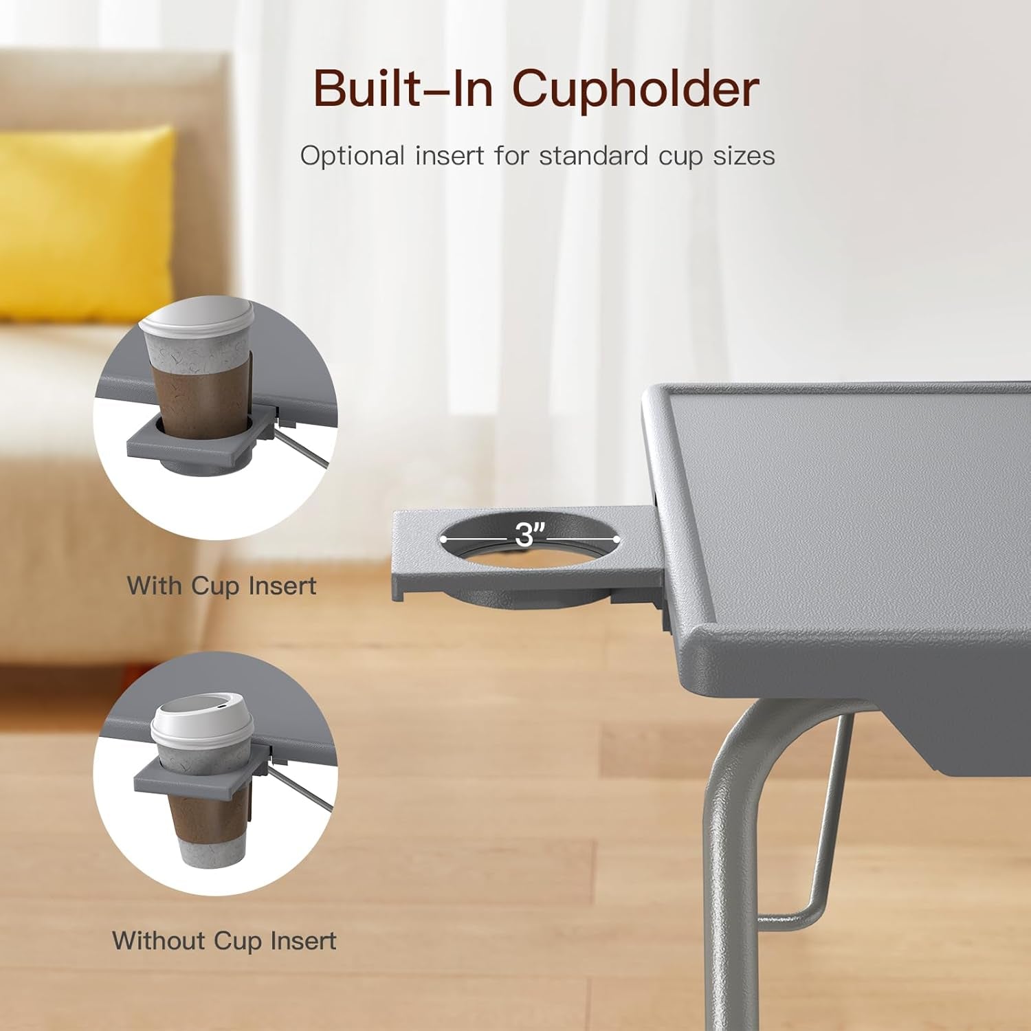 Adjustable TV Tray Table for Bed & Sofa Gray-3