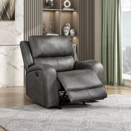 Rocker Recliner Chair, Reclining Rocking Chair, Home Theater Reclining Seat, Manual Recliner Seat for Living Room, Nursery, Bedroom, Office, Apartment, Grey-0