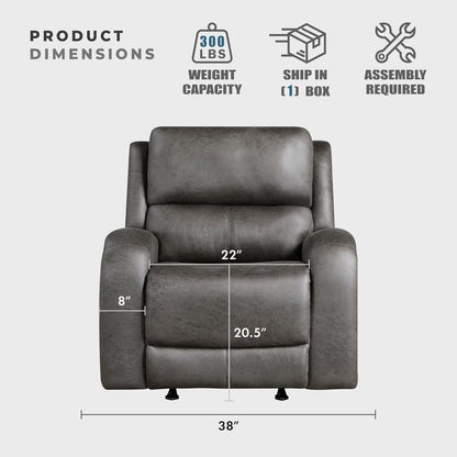 Rocker Recliner Chair, Reclining Rocking Chair, Home Theater Reclining Seat, Manual Recliner Seat for Living Room, Nursery, Bedroom, Office, Apartment, Grey-3