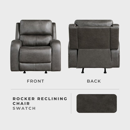 Rocker Recliner Chair, Reclining Rocking Chair, Home Theater Reclining Seat, Manual Recliner Seat for Living Room, Nursery, Bedroom, Office, Apartment, Grey-4