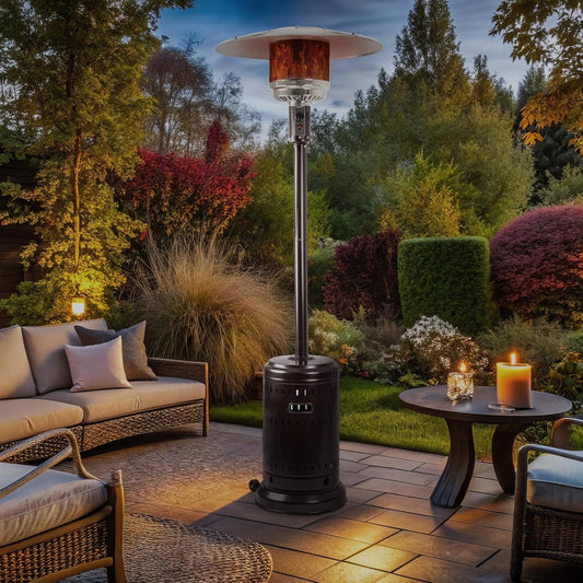 46,000 BTU Outdoor Propane Patio Heater with Wheels, Commercial & Residential, Havana Bronze, 32.1 X 32.1 X 91.3 Inches (Lxwxh)-0