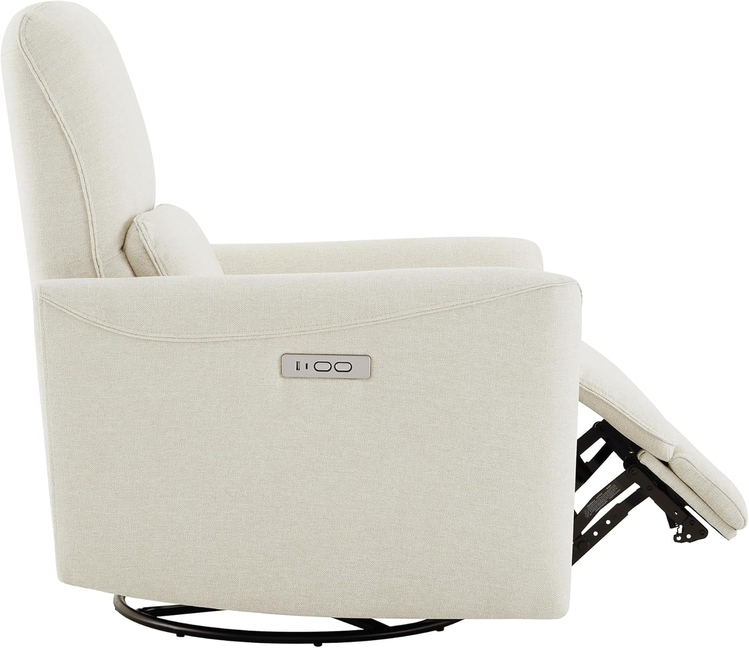 Power Recliner Chair Swivel Glider, FSC Certified Upholstered Living Room Nursery Reclining Sofa Chair with Lumbar Support, Linen-1