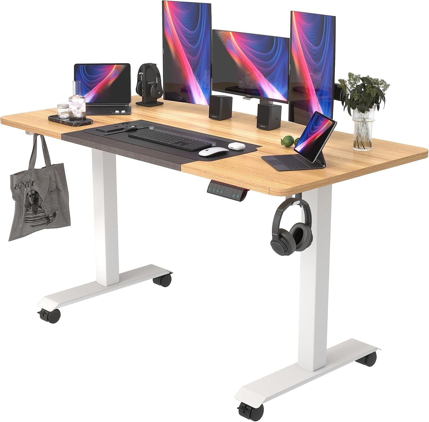 Height Adjustable Electric Standing Desk with Wheels and Memory Presets-0
