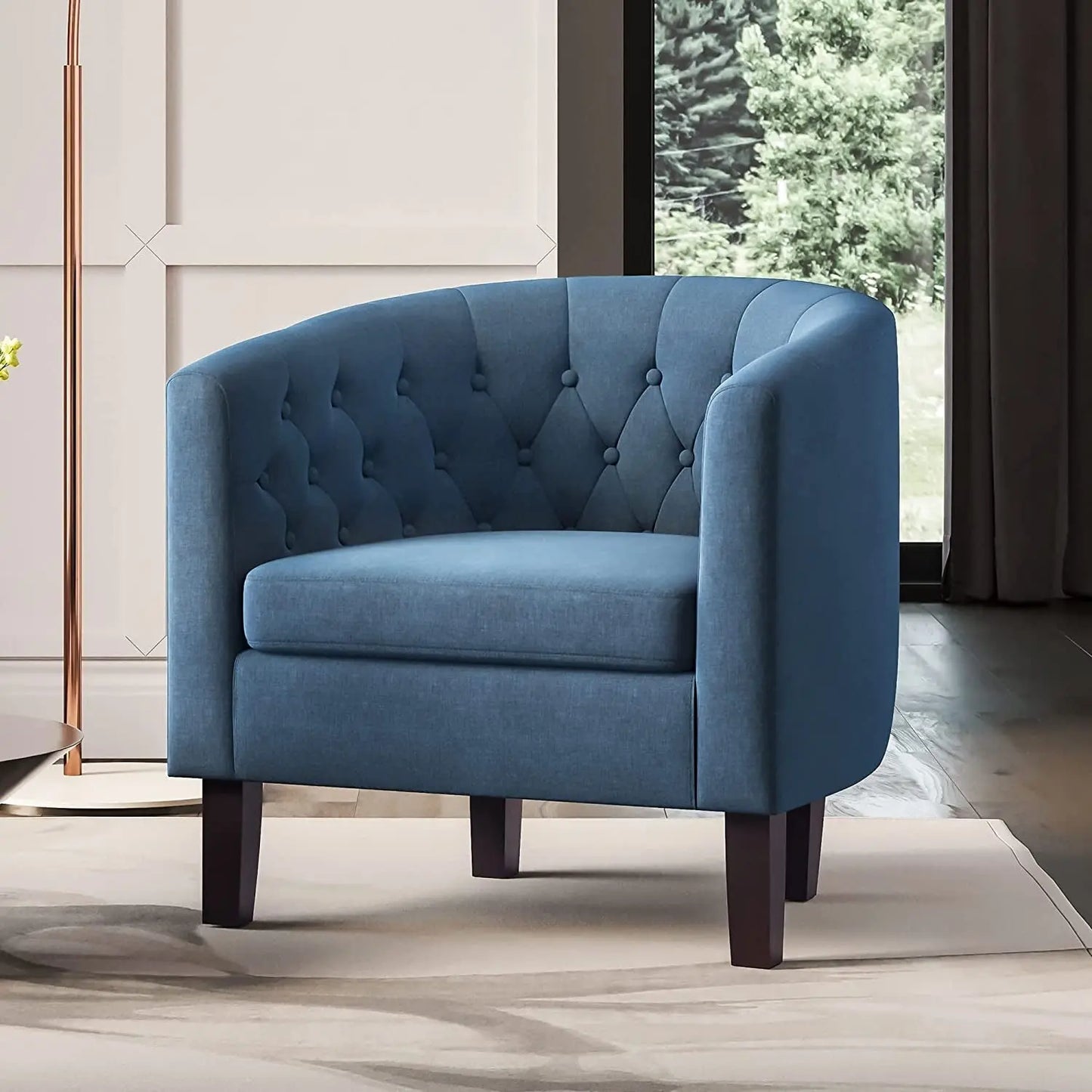 Elegant Navy Blue Accent Chair for Living Room-0