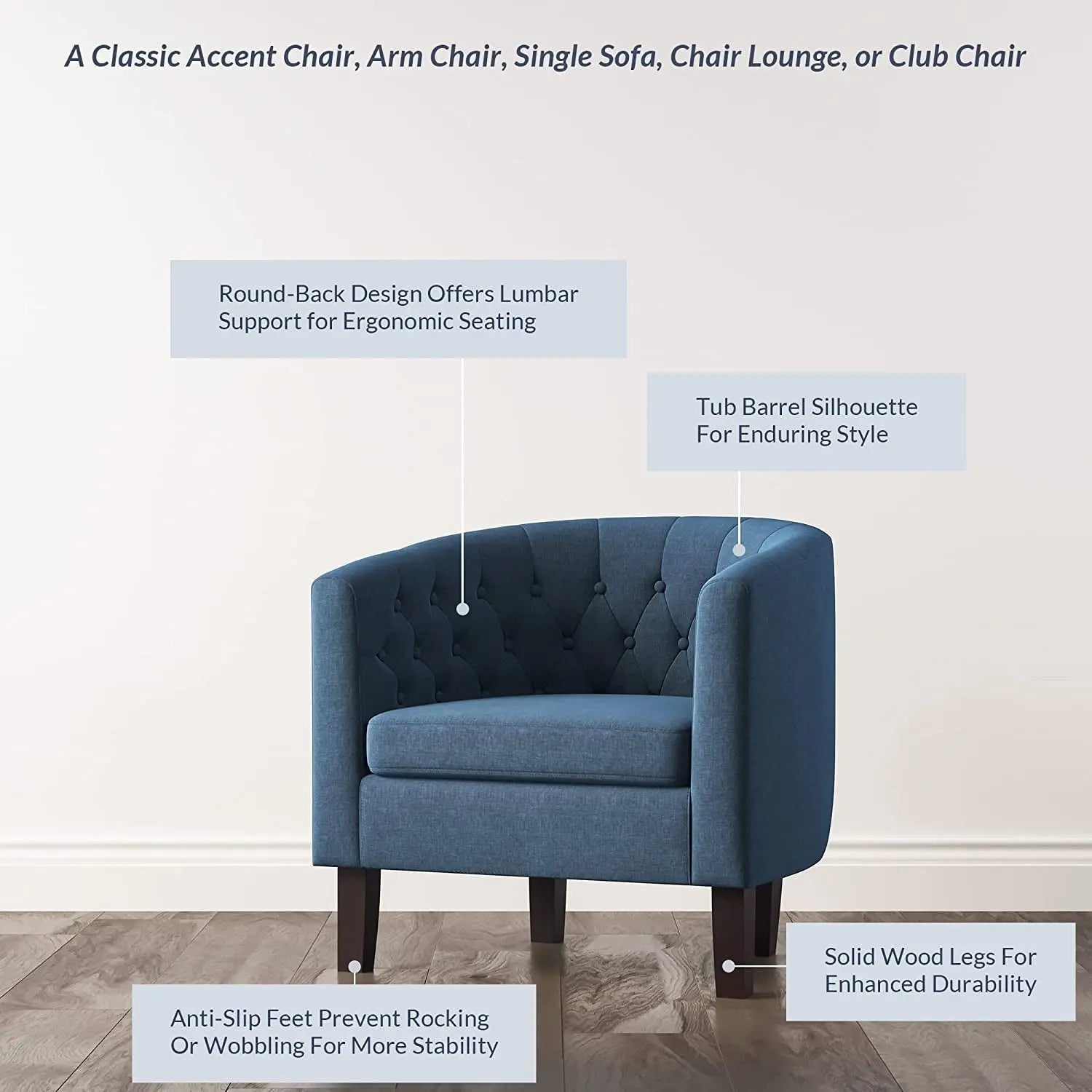 Elegant Navy Blue Accent Chair for Living Room-1